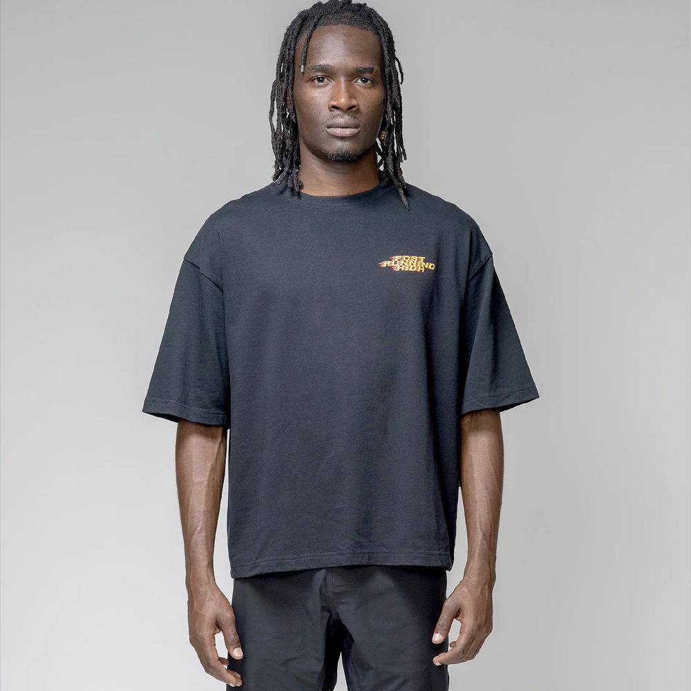 H. Kumori Post Running High Flames Boulder T-Shirt - Black M