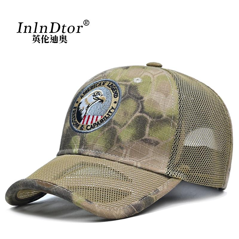 

InlnDtor Outdoor Special Forces Large size hat men s summer thin style baseball cap eagle Head embroidered camouflage visor hat XL60-65 жовтий
