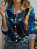 Women's Shirt Blouse 3D Print Elegant Long Sleeve Shirt Lapel Collar Tops Work Office Ladies Tops Summer Spring Fall Winter