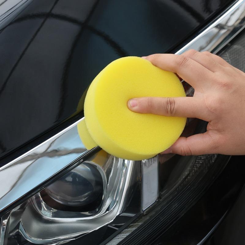 Car Waxing Polish Wax Foam Sponge Yellow Round High Density Applicator Pad Cleaning Sponge Auto Detail Washing Car Cleaning Tool