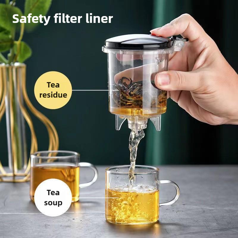 750ML Creative High Borosilicate Glass Filter Teapot Home Office Gift Large Capacity Press Floating Cup with Lid for Perfect Tea