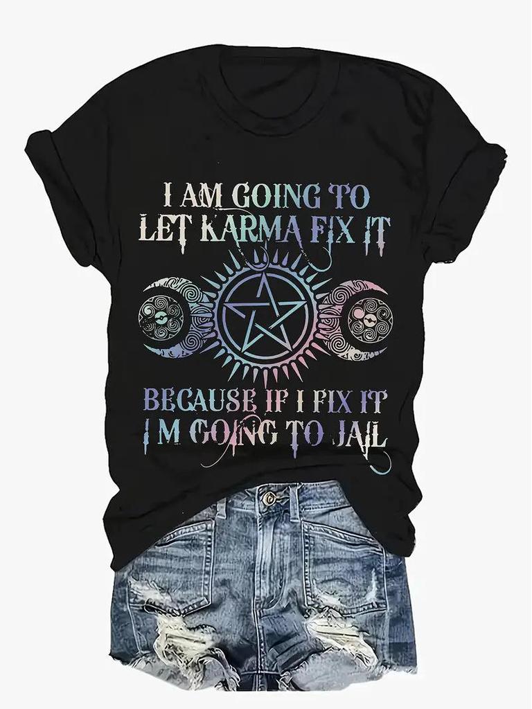 Women's European & American Short-Sleeved Christmas Crew Neck Top