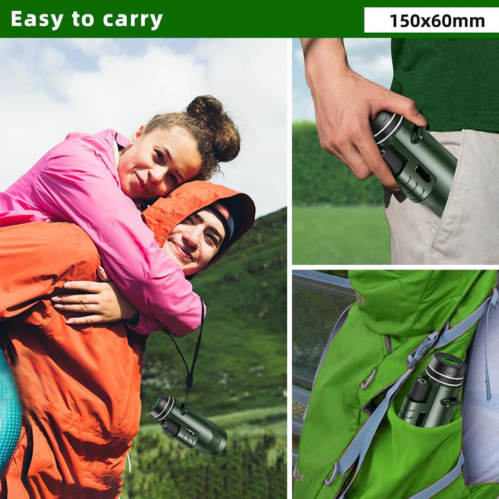 80x100 Hd Monocular Telescope Hd Zoom, Long Range Powerful Scope With Tripod & Phone Clip For Camping Outdoor Tourism