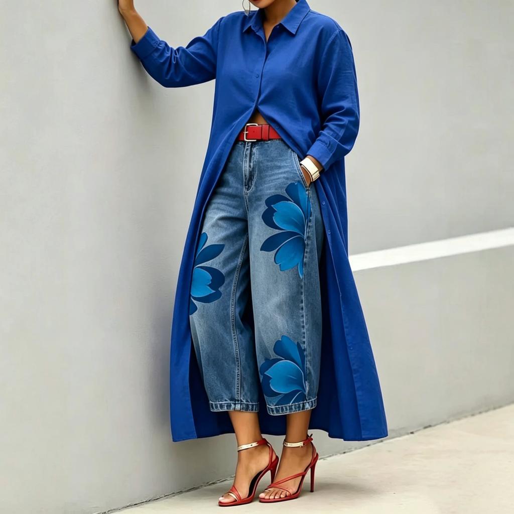 Veste chemise longue ample pour femme Col boutonné Vêtement d'extérieur décontracté Design multicouche léger Fentes latérales
