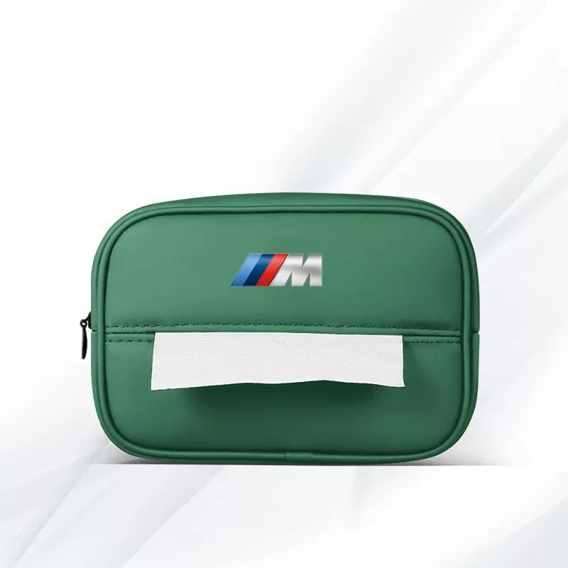 LPTJD1 2026 Car Sticker Car Logo Tissue Box Seat Hanging Paper Towel Storage Bag For BMW E46 E90 E60 F30 F10 G30 F20 E70 E39 E36 E87 X7