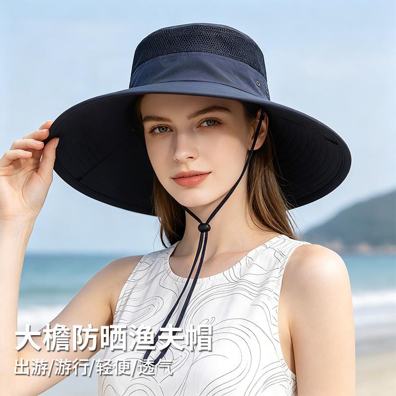 Outdoor Hat Sunscreen Bucket Hat Basin Hat Spring and Summer Men's and Women's Big Edge Hat UV Protection Sun Hat Explosion