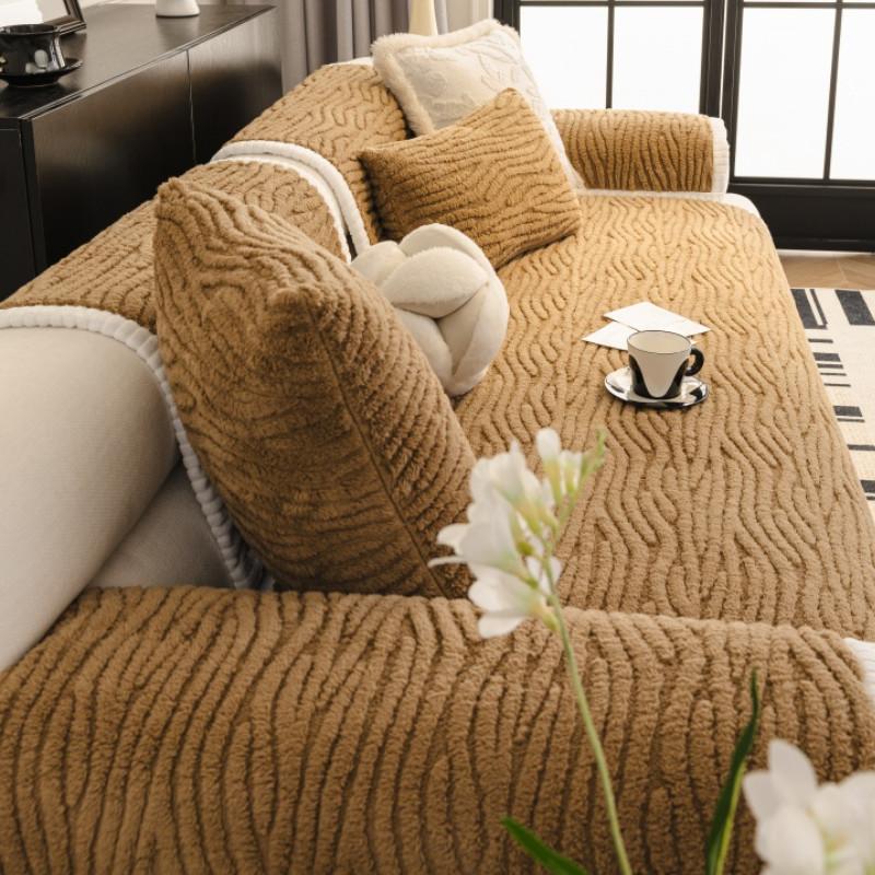 1pcs Winter Plush Simple Sofa Cover Modern Wear-resistant and Durable Non-slip Couch Slipcovers for Living Room Home Decor