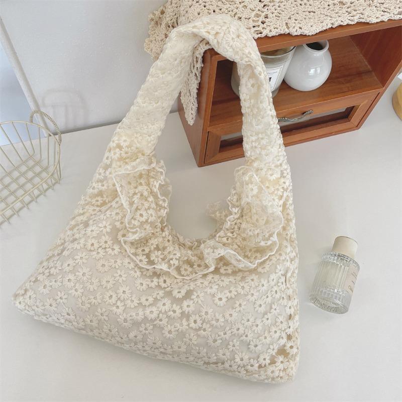 53 Summer Fairy Gas Lace Daisy Canvas Bag Women's New Trendy Shoulder Bag Shopping Bag