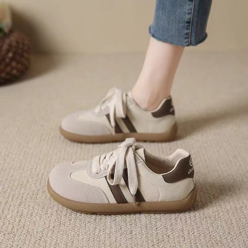 Popular Retro German Training Shoes Women's Breathable Non-slip Flat Bottom 2025 Spring New Sports and Leisure Versatile Leather Board Shoes