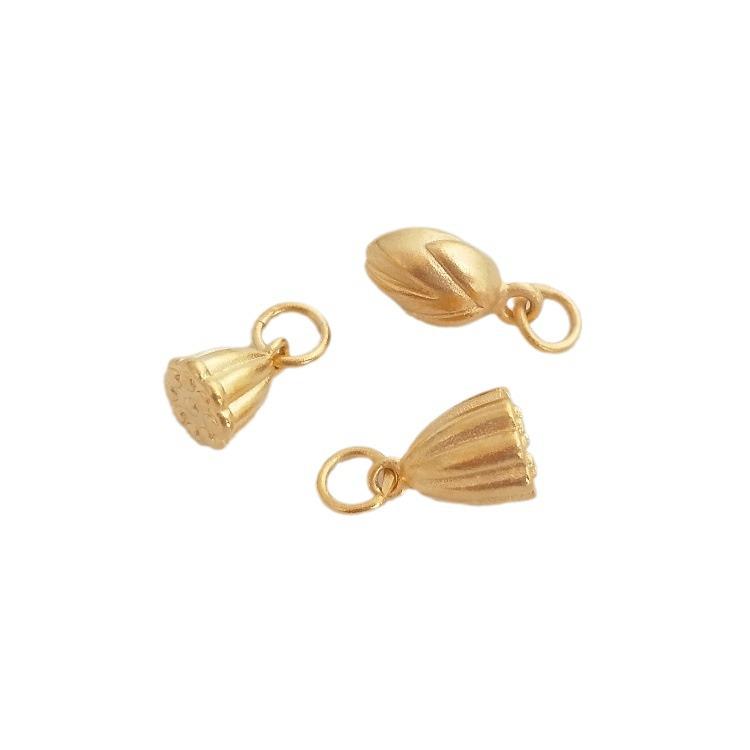 Vietnam Sand Gold Lotus Seed Pod Pendant & Red Rope Bracelet Charm - Strong Color Retention for DIY Jewelry