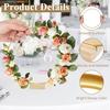 10/20pcs 30.48 Cm Metal Floral Hoop Centerpiece with Wooden Stand for Table Metal Garlands Ring Stand for Centerpiece Table Decorations Wedding Decor