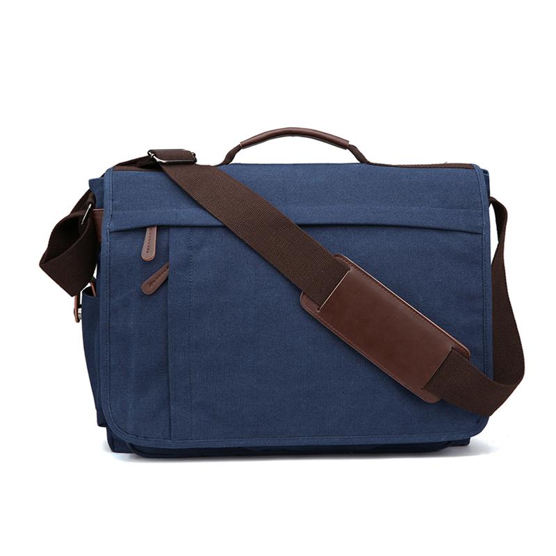 Men Canvas Shoulder Bag Casual Men Retro Zipper Laptop Bag Crossbody Outdoor Bags Mens Travel School Shoulder Bag