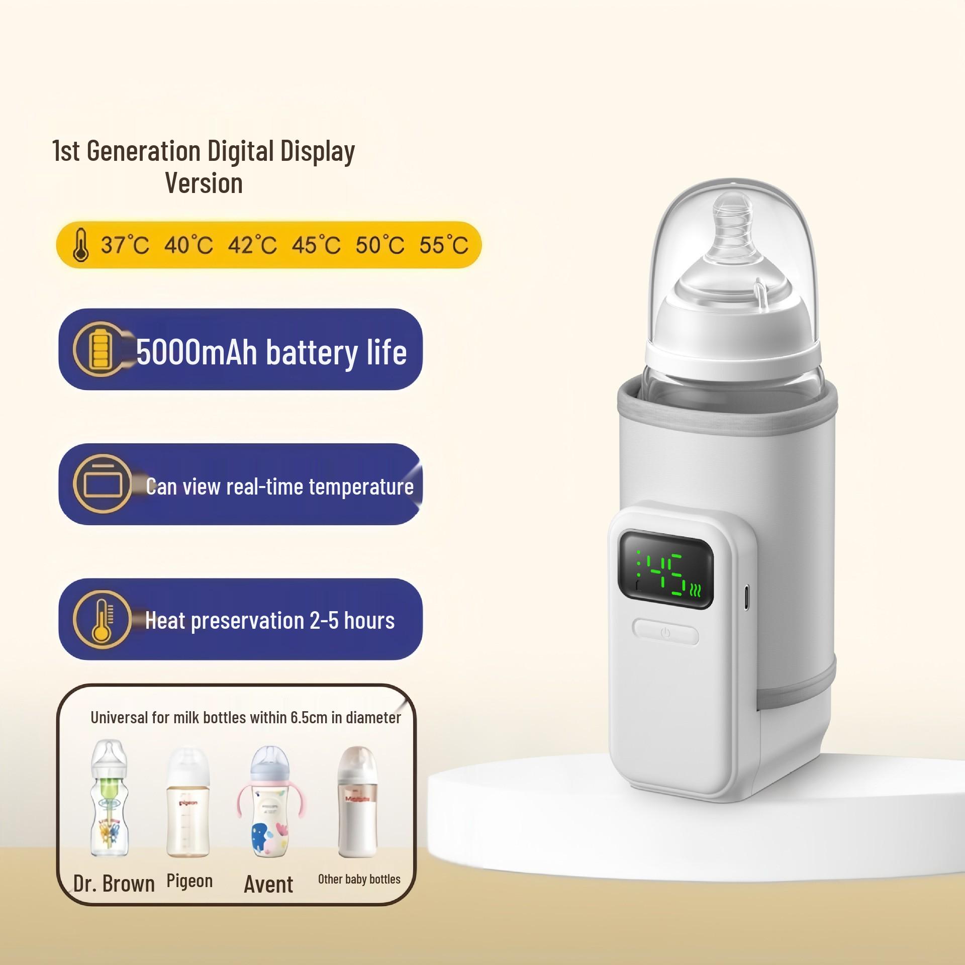 Portable USB Rechargeable Milk Bottle Warmer - Wireless Heated, Constant Temperature for Night Feeds