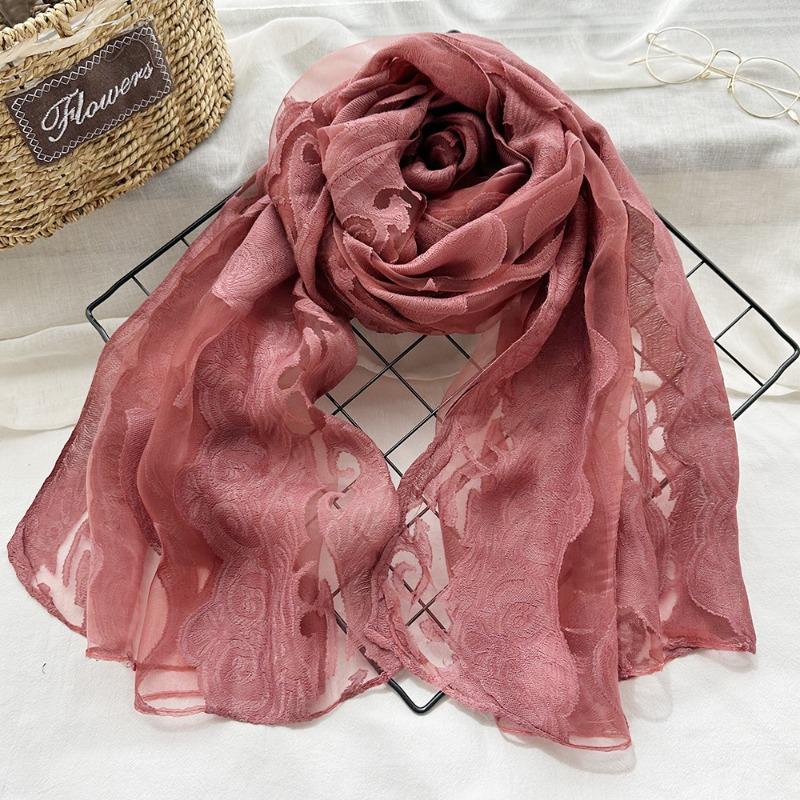 Spring/Summer New Simulated Silk Stain Dyeing Cutting Flower Thin Scarf Sunscreen Shawl