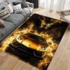 Golden Car with Fiery Dragon suitable as a non-slip mat for the living room or bedroom sofa