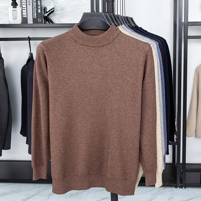 Men’s Autumn/Winter Half-High Collar Knitwear - Warm Inner Layer for Middle-Aged and Elderly