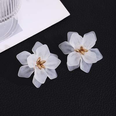 Pendientes de Botón Grandes con Flores Super Hada Mori Estilo Fresco Pastoral Dulce Temperamento Pendientes de Pétalos Personalizados para Mujer
