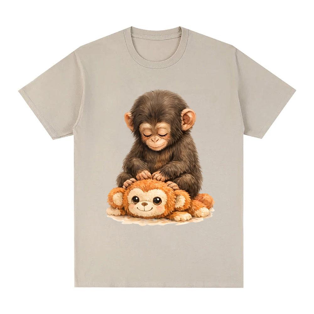 Punch Monkey TEE Japanese Macaque Graphic Printing High Quality Teeshirt Fashion Kawaii 100Cotton FemaleMale Camisetas