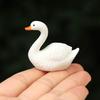 Miniature Swan Figurine Mini White Swan Resin Statue Realistic Animal Ornament Dollhouse Fairy Garden Micro Landscape Decoration