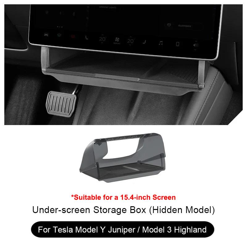 For Tesla Model Y Juniper 16-inch Center Under Screen Storage Box for Model 3 Highland Open and Close Screen Hideen Privacy Box