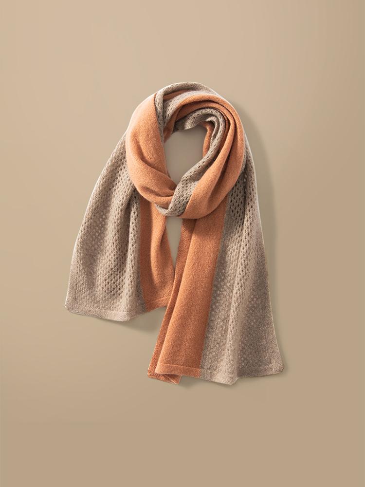 Spring 100% Cashmere Scarf Openwork 2 Tones Patchwork Scarves Shawl Cashmere Women Must Have Light Outer Wraps Autumn 160*35cm