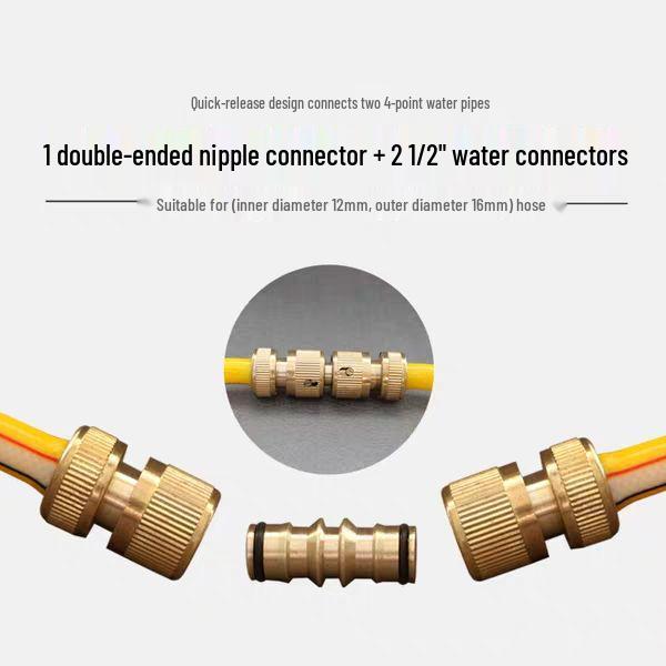 Pure Copper Two-Way Hose Quick Connect for Car Wash