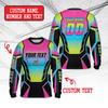 Vlastní jméno číslo Motokros Dlouhý rukáv Moto dres Závodní košile na Dirt Bike Terénní top s unikátním vícebarevným přechodem