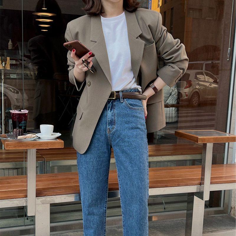 

Women s Jacket Loose Brown Small Plaid Blazer Picture Color S