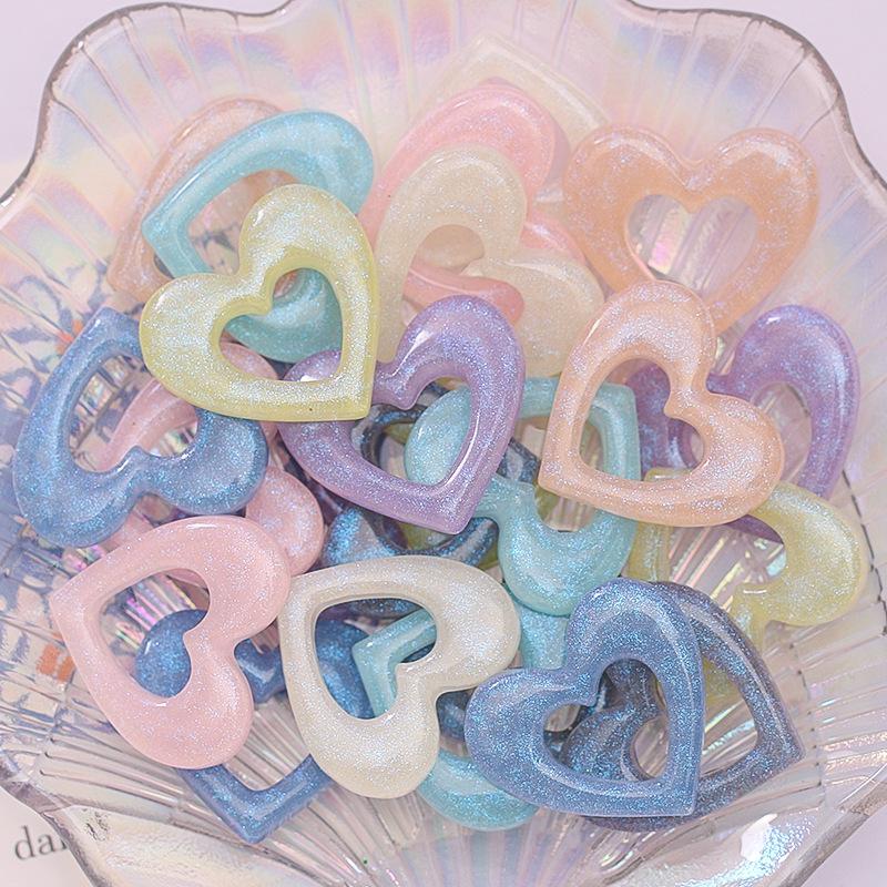 

10 Pcs New Cute Cartoon Shiny Heart Resin Cabochon Scrapbooking Diy Jewelry Hairpin Craft Decoration Accessories A87
