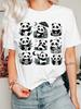 Animal Lover O Neck Womens T Shirt Adorable Panda Collage Multiple Funny Poses Bamboo Leaf Graphic Short Sleeve Casual Tops