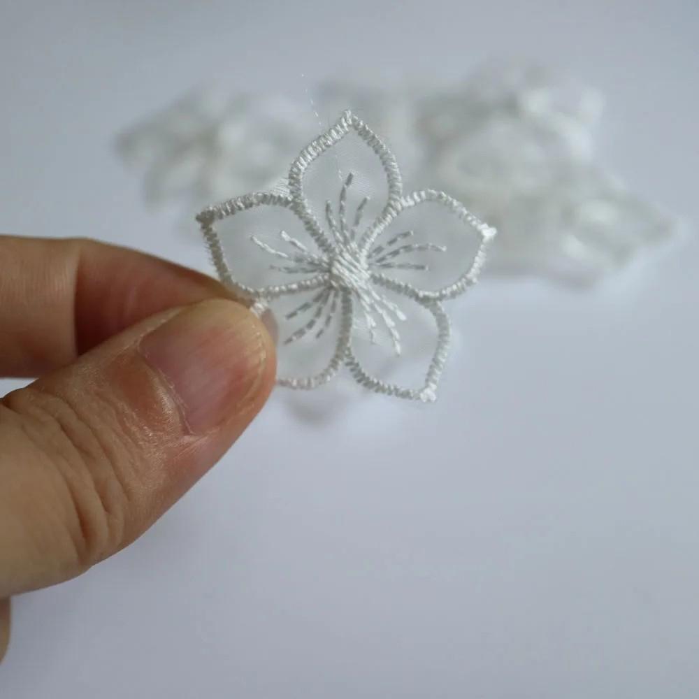10Pcs Black White Lace Embroidered Flowers Patches Applique Patch Decoration