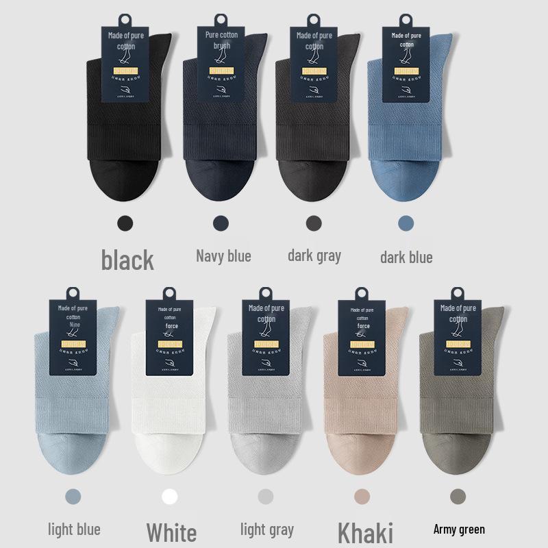 Andningsbara bomullsstrumpor för män, mellanhöga - Svarta (Vår/höst)