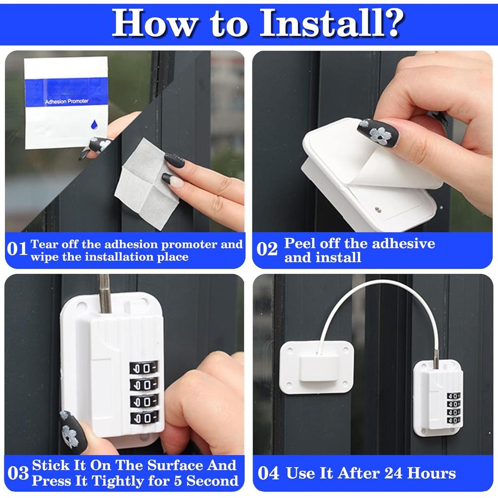 1set Password Refrigerator Fridge Freezer Door Lock, No Tools Need Or Drill, For Kitchen Refrigerator, Cabinets, Drawers, Closets, Windows, Doors
