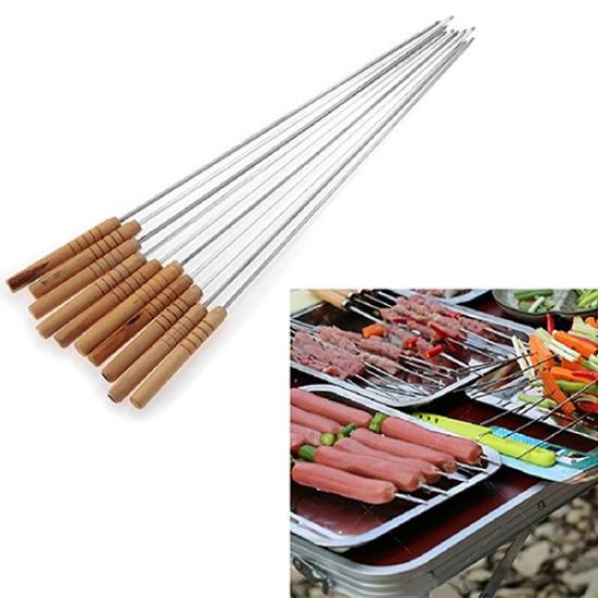 10 Stück BBQ Grill Bratnadel Bratwerkzeuge Brochette Zange Kebab Spieße