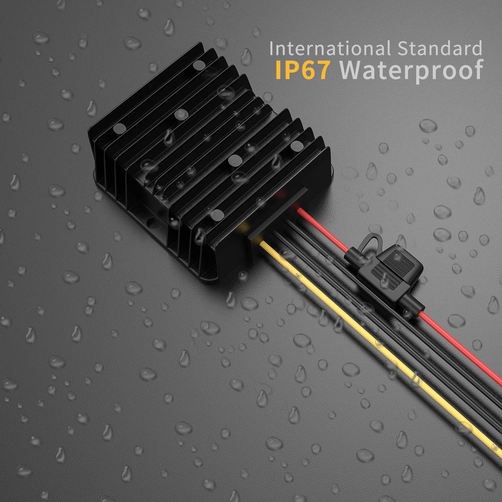 24V To 12V with Power and Waterproof Transformer for 12V Golf LED Motor and Solar Systems DC DC/DC Step-Down Converter, 20A, 240W, Regulator, Fuse,