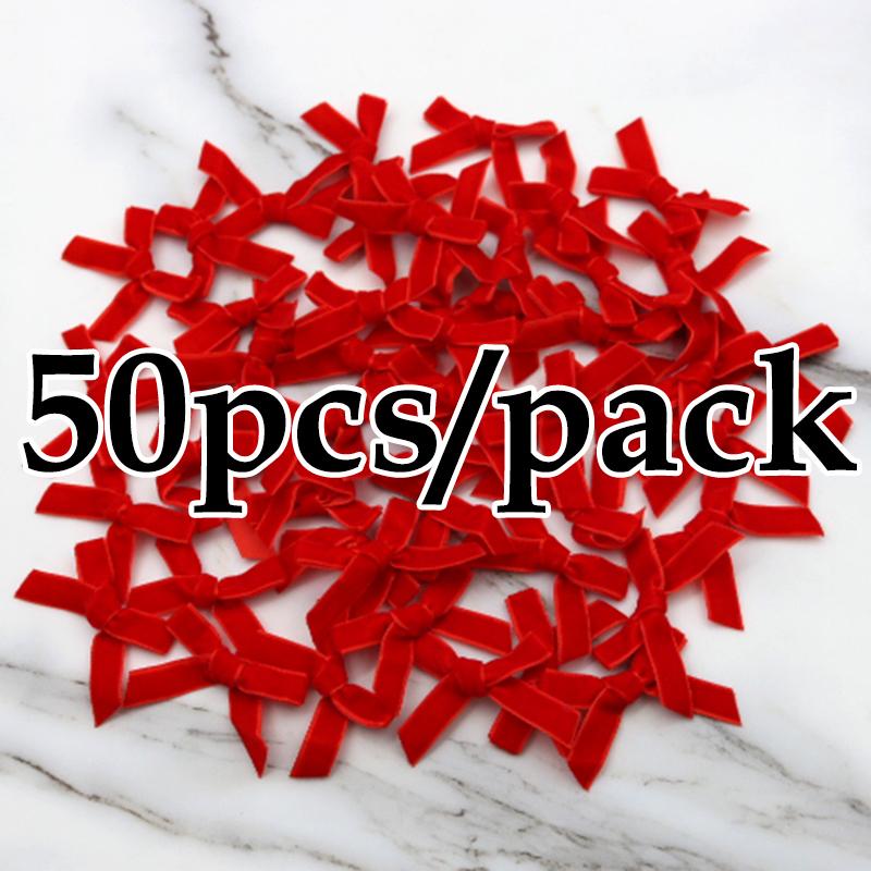 (50 Pcs/pack)5*5cm Velvet Bow Flesh Pink Colourful Ribbon Bows Small Size Polyester Satin Ribbon Bow Flower DIY Craft Decoration