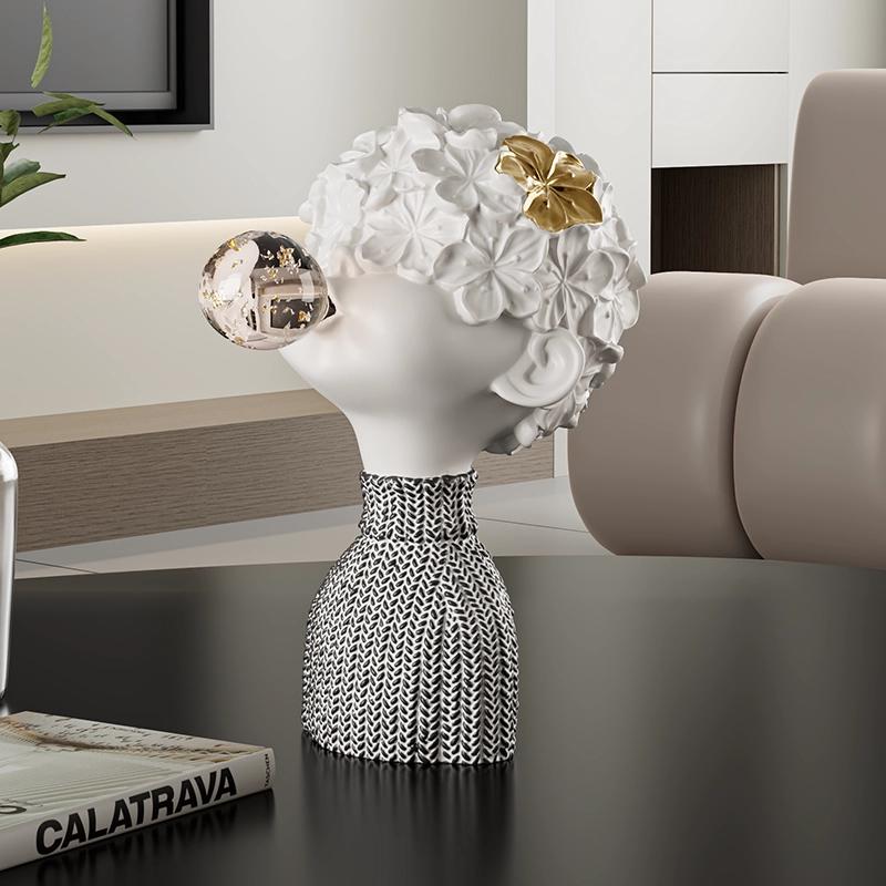 Statua Bambola Soffia Bolle Arte Astratta, Decorazione Soggiorno, Artigianato Decorativo Scultura in Resina, Accessori Decorazione Casa