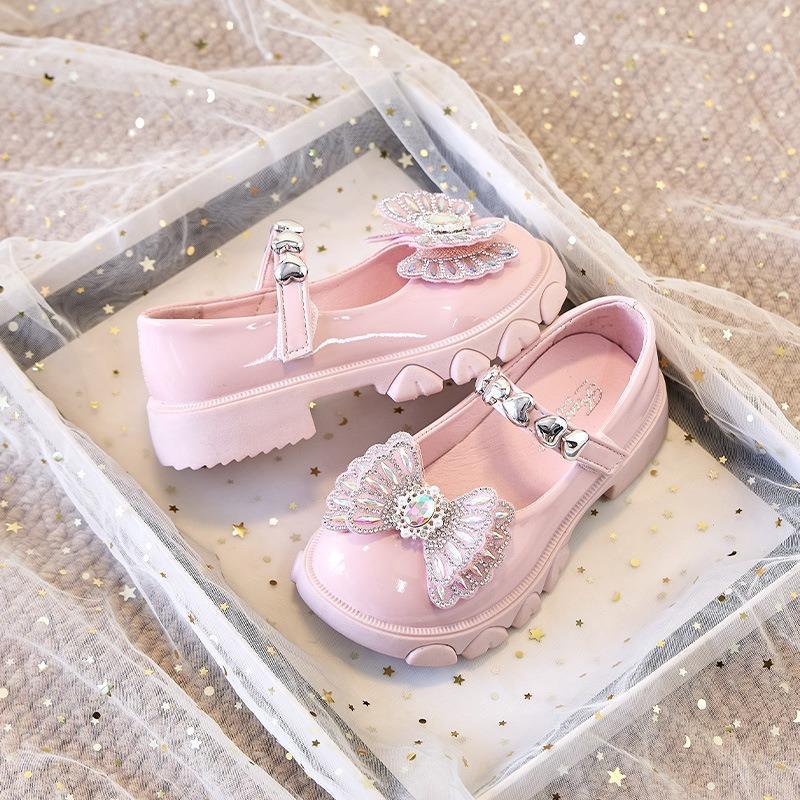 Girls' Leather Dance Shoes – Soft-Soled French Princess Style, British-Inspired for Children's Dance School