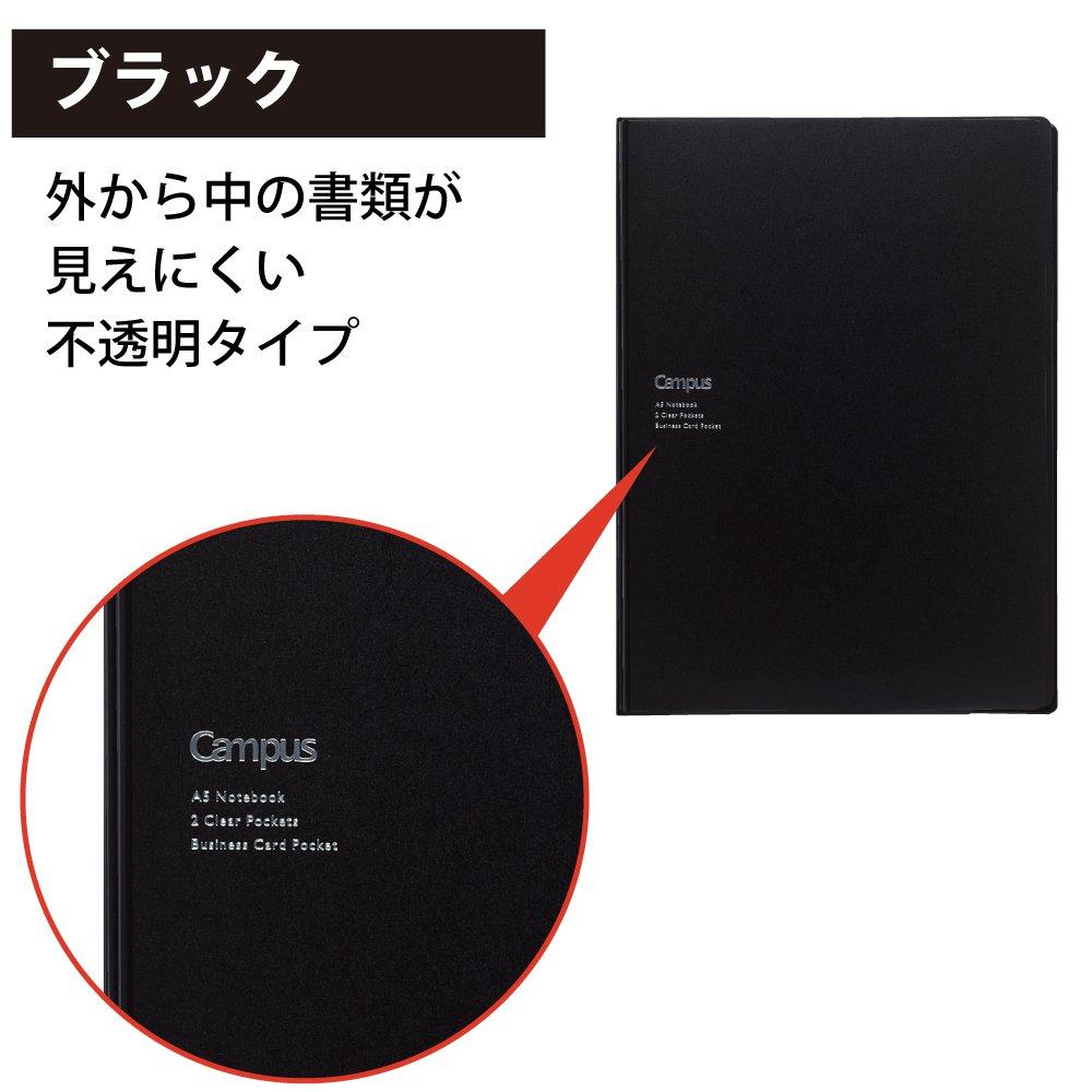KOKUYO Notebook Cover with Document File and One Campus Notebook, Black, No-613B-D