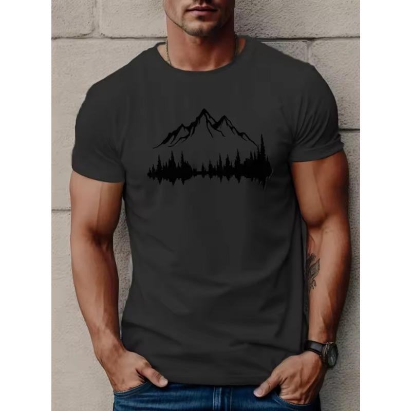 Men's Mountain Tree Print T-Shirt Breathable Casual Street Trend 3D Printing