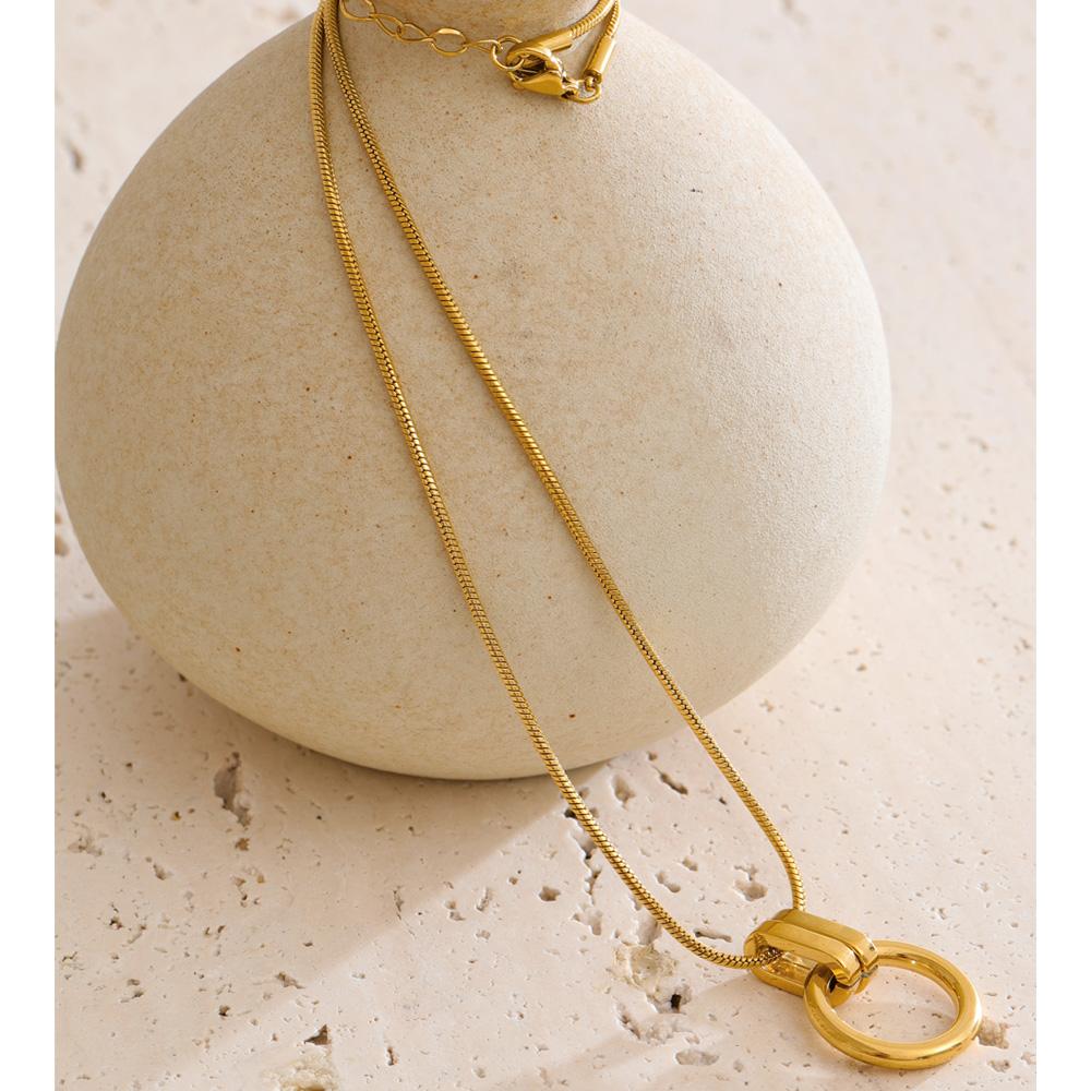 Eetit Popular Stainless Steel Round Pendant Fashion Necklace Gold & Platinum PVD Plated Basic Jewelry Accessories Waterproof