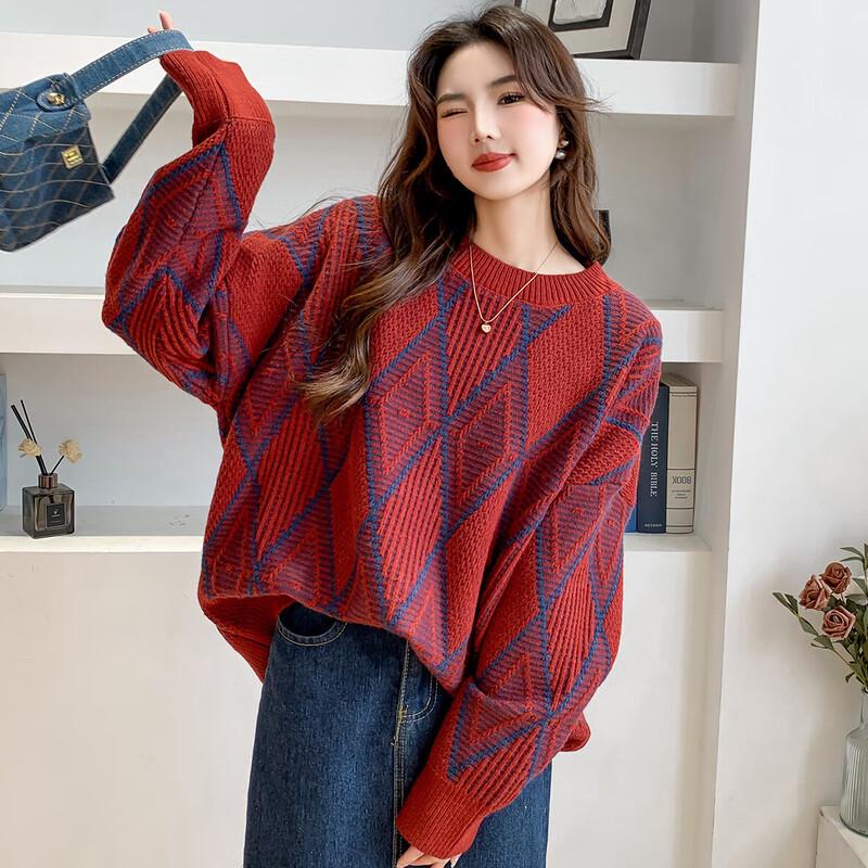 Mocana Women's Long Sleeve Argyle Knit Sweater