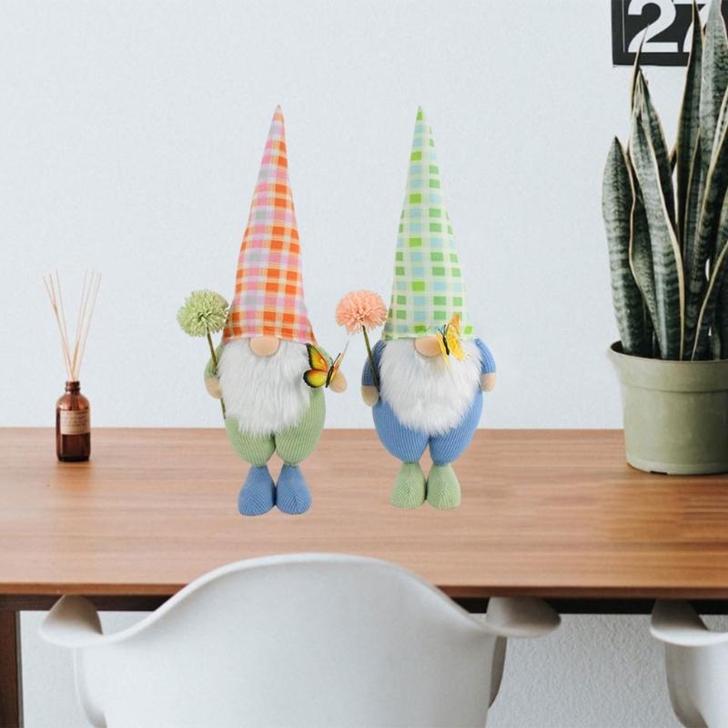 Gnome Plush Decorations Spring Summer Dandelions Butterfly Decor,Handmade Faceless Doll,Gnomes Ornament Home Decor