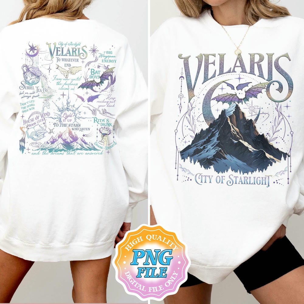 Velaris City of Starlight Two Sided Sweatshirt The Night Court Book Lover Sweater Long Sleeve Fleece Sweatshirt Y2K Streetwear