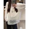 Korean Style Lace Crochet Patchwork Long Sleeve T-Shirt for Women - 2025 Spring/Autumn Casual Sweet Base Layer Top