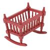 Miniature Baby Crib Safe Exquisite Glossy Vivid Red Wooden Doll House Crib for 1:12 Dollhouse