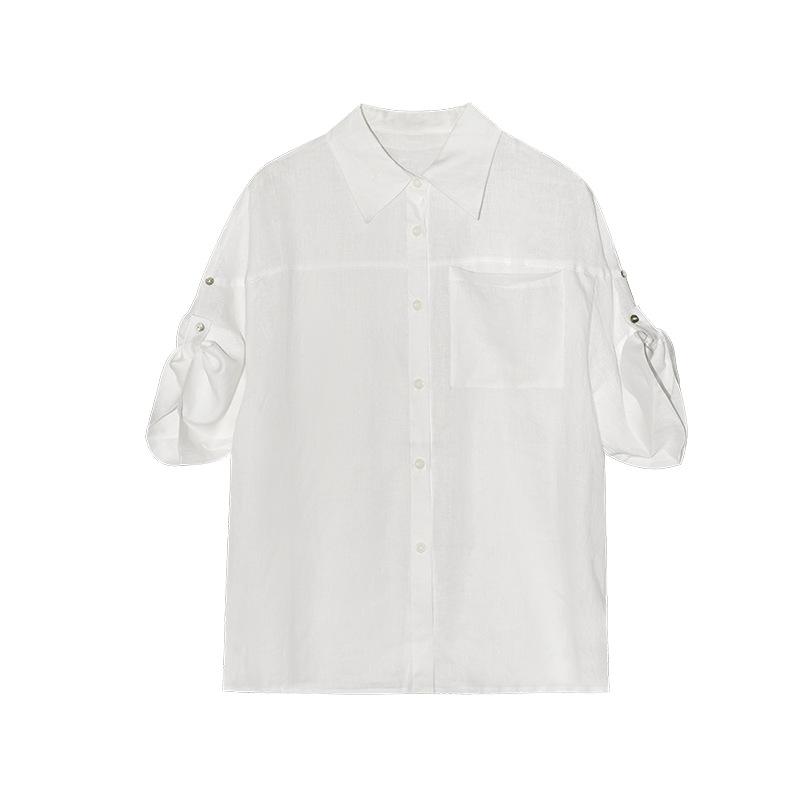 [/Summer Shangxin] Summer French Linen Short Sleeve Shirt Women's Loose Casual Commuter Shirt Women's S