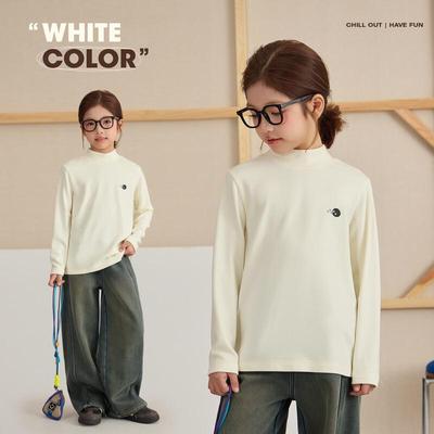 Kids' Fleece-lined Half-High Collar Thermal T-shirt
