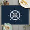 Tibetan Blue Boat Rudder Meal Mat Navigation Wind Table Mat Simple Ocean Theme Thermal Insulation Anti Slip Meal Mat