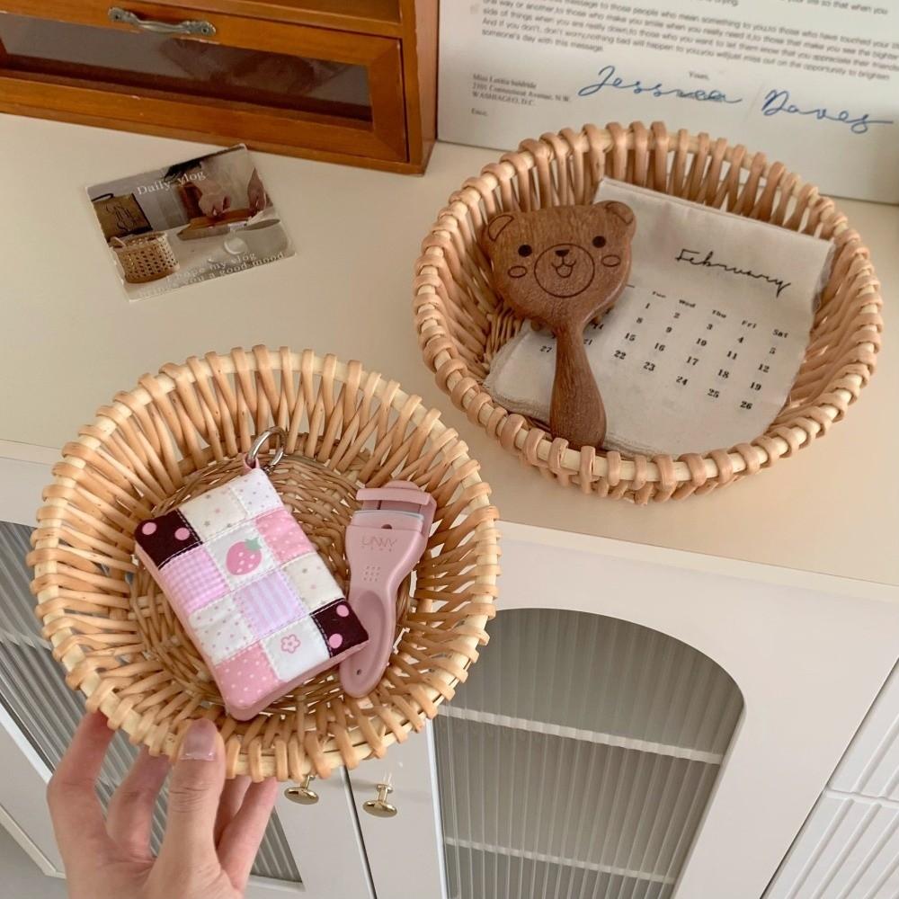 20/25cm Handwoven Wicker Baskets Breathable Round Rattan Woven Basket Moisture Resistant Kitchen Organizer Basket